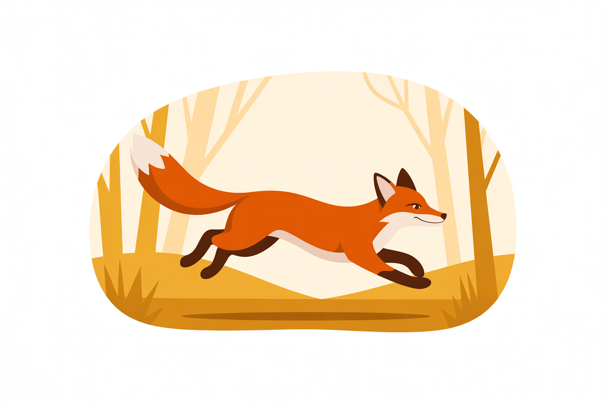 Flat vector illustration of a running fox