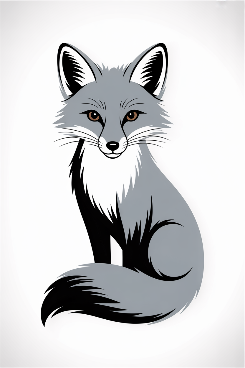 Flat vector illustration of a silver fox