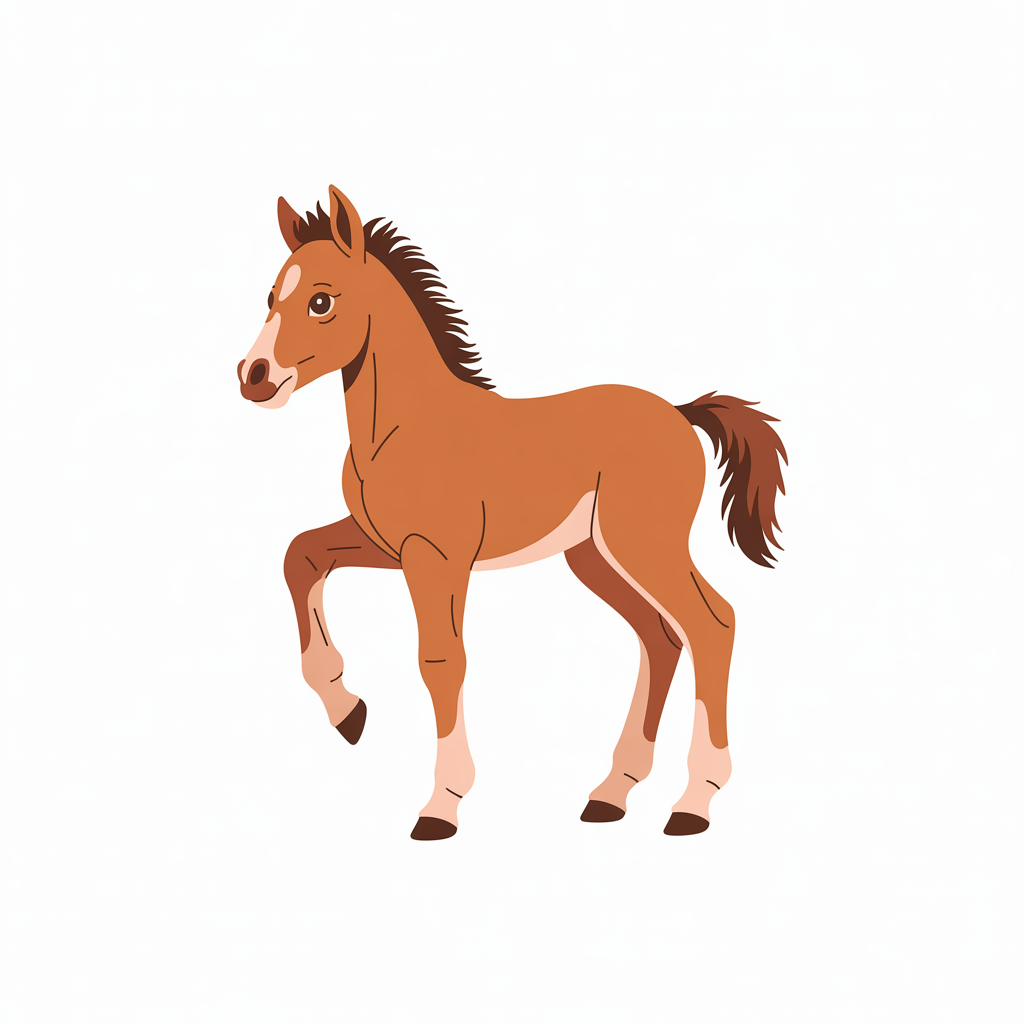 Flat vector illustration of a foal