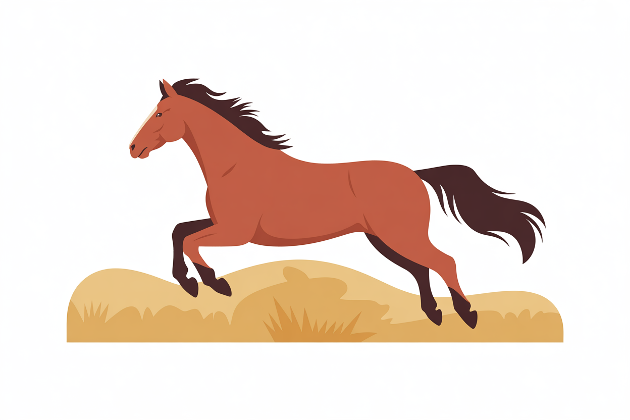 Flat vector illustration of a galloping horse