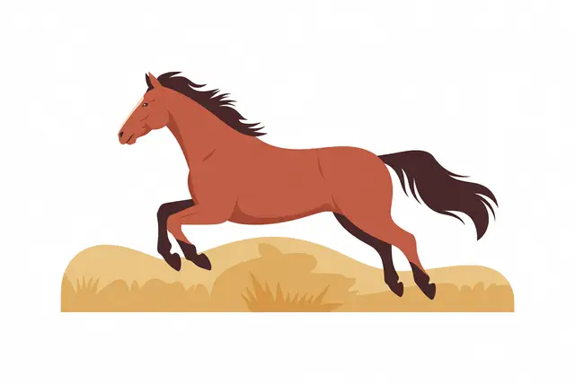Flat vector illustration of a galloping horse