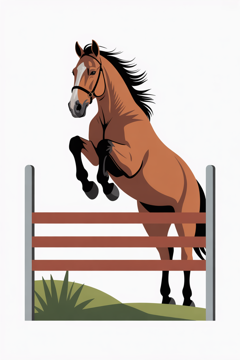 Flat vector illustration of a jumping horse