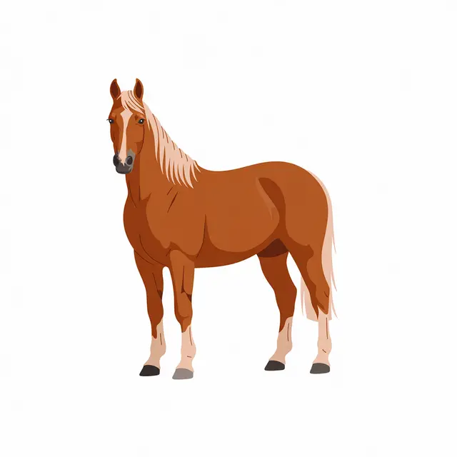 Flat vector illustration of a standing horse