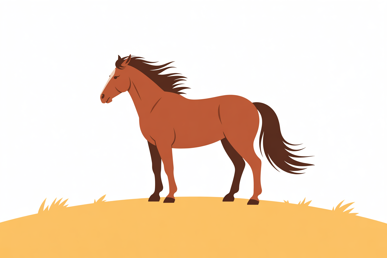 Flat vector illustration of a horse in the wind