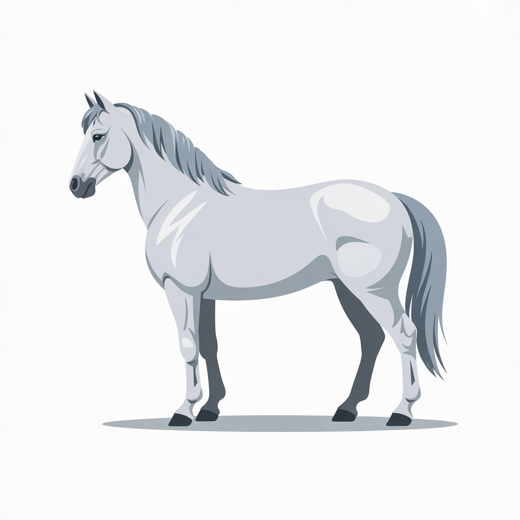 Flat vector illustration of a white horse