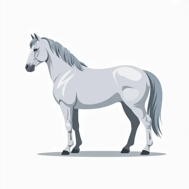 Flat vector illustration of a white horse