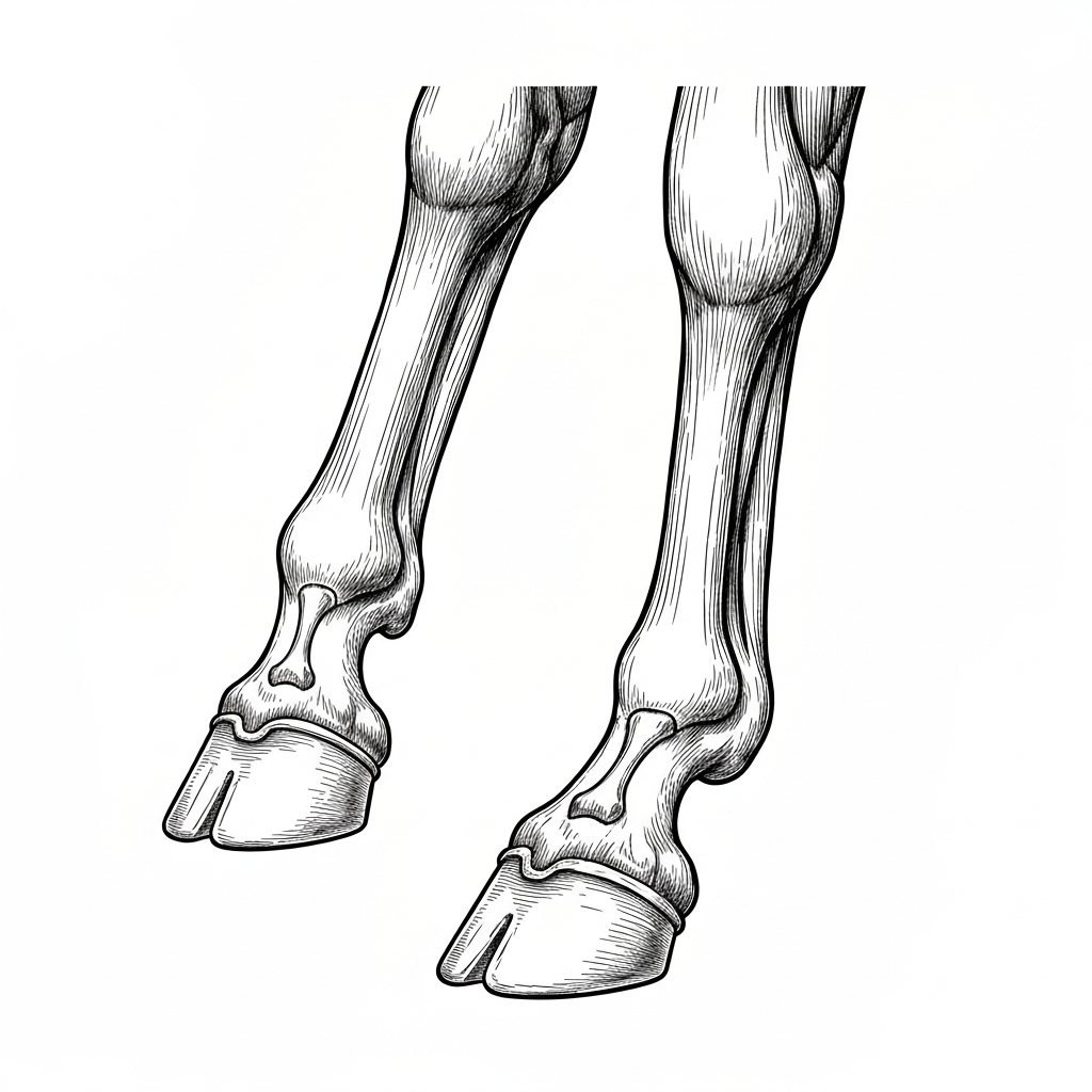 Line art illustration of horse hooves