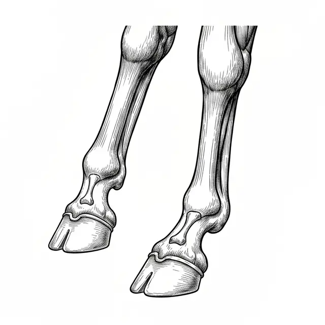 Line art illustration of horse hooves