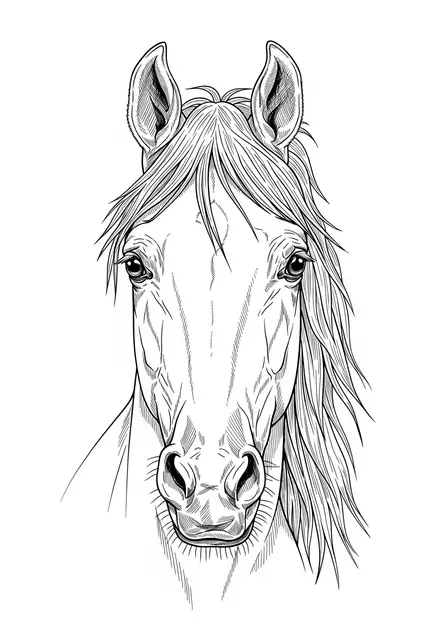 Line art illustration of a horse portrait