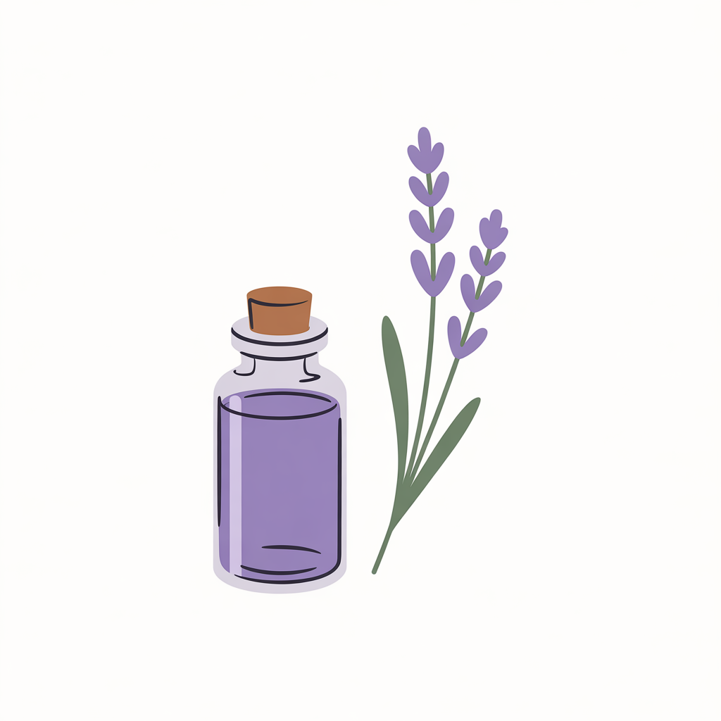 Flat vector illustration of lavender essential oil