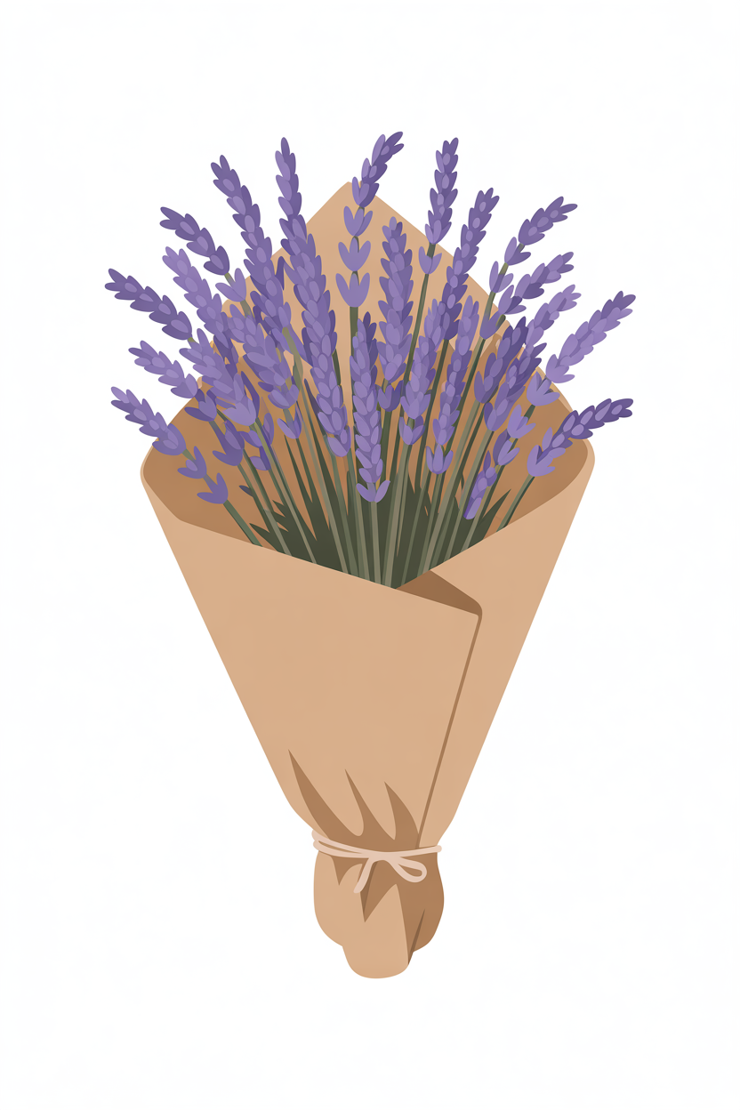 Flat vector illustration of a lavender bouquet