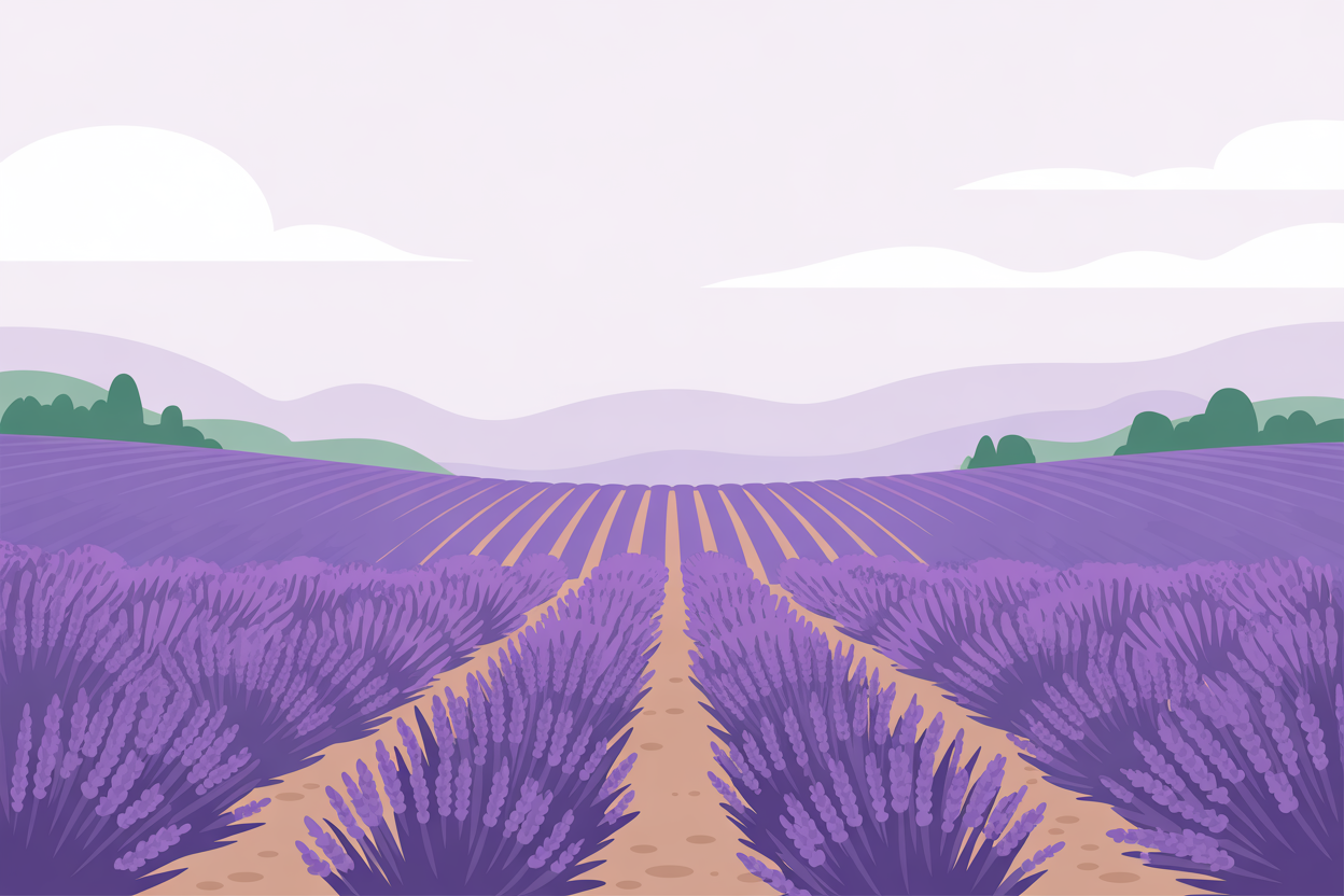 Flat vector illustration of a lavender field