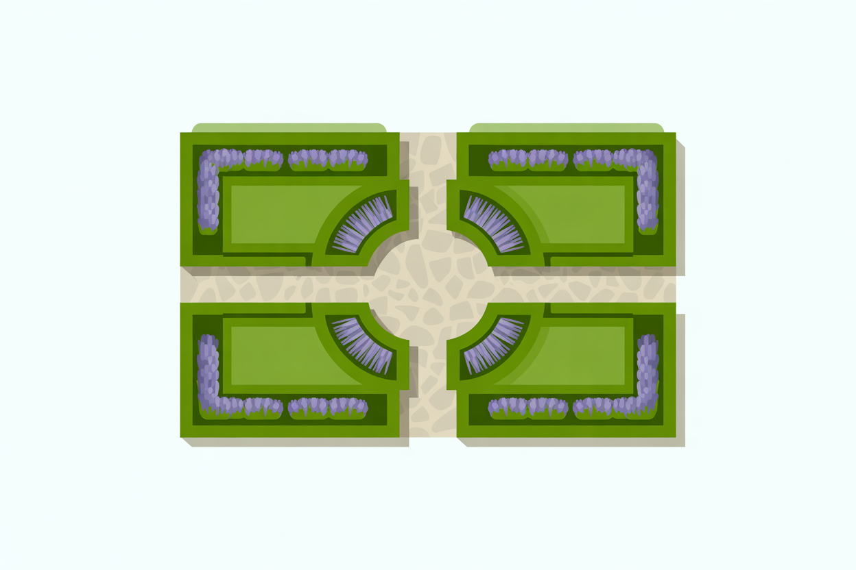 Flat vector illustration of a lavender garden