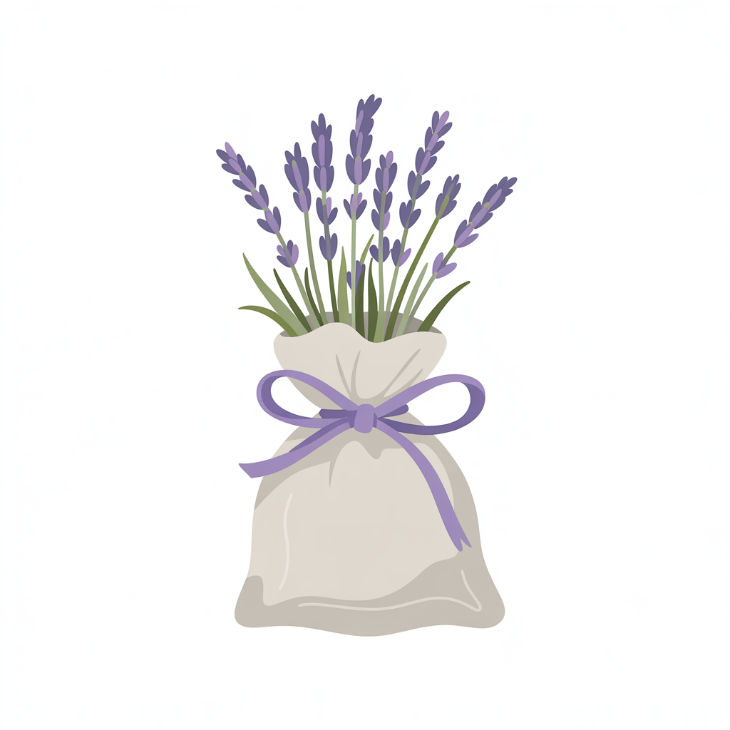 Flat vector illustration of a lavender sachet