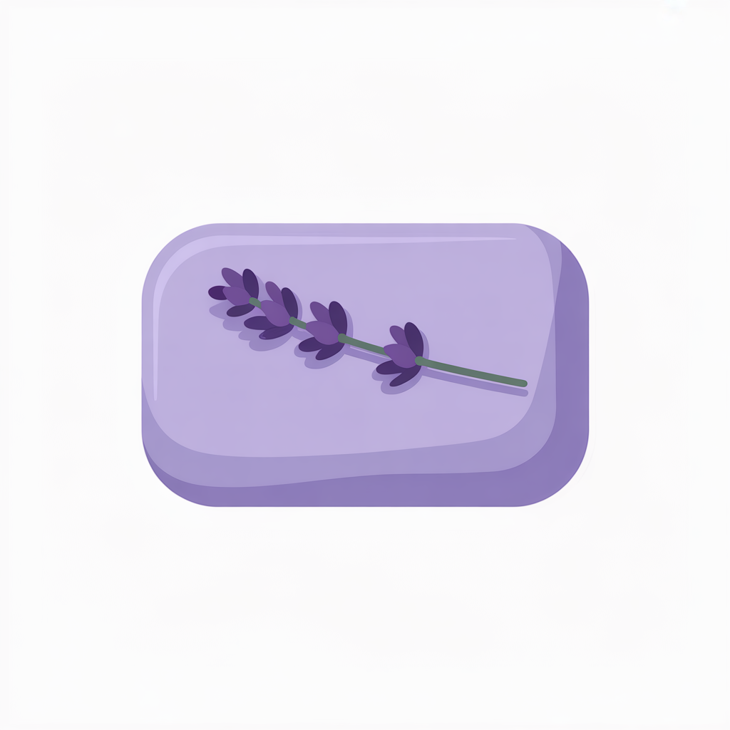 Flat vector illustration of lavender soap
