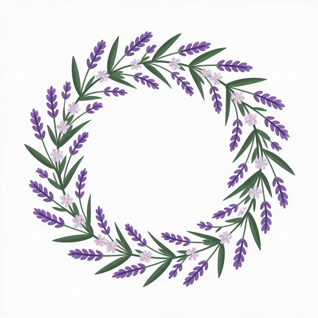Flat vector illustration of a lavender wreath