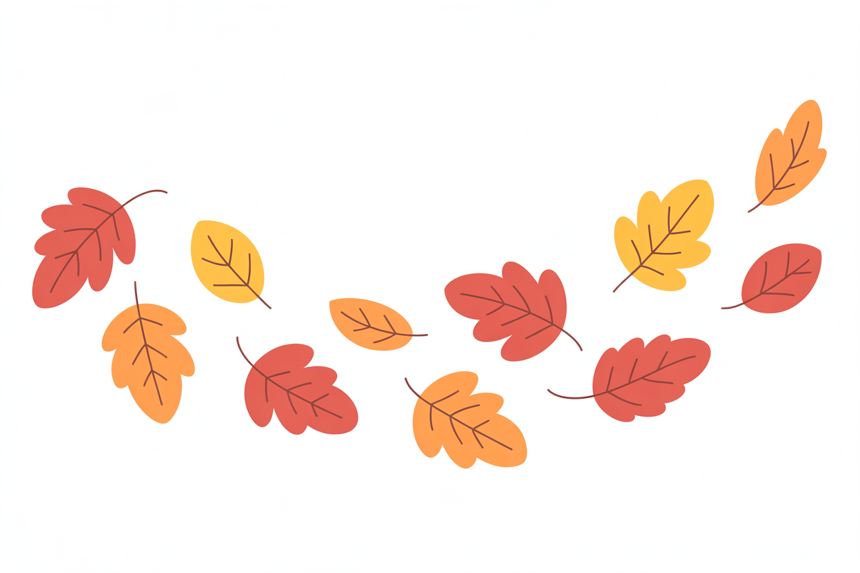 Flat vector illustration of scattered autumn leaves