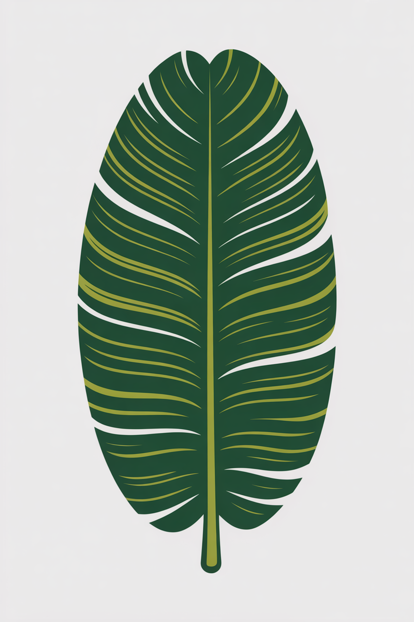 Flat vector illustration of a banana leaf
