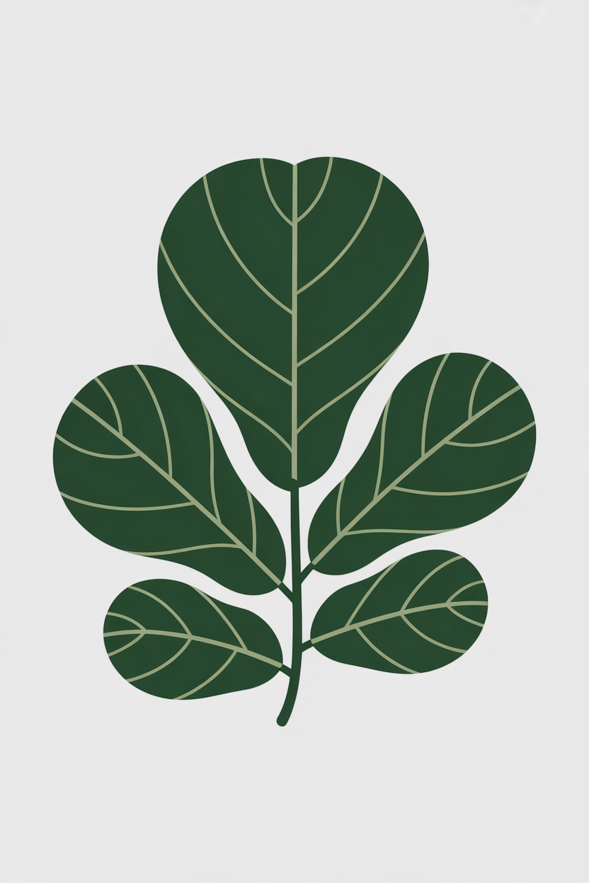 Flat vector illustration of a fiddle-leaf fig leaf