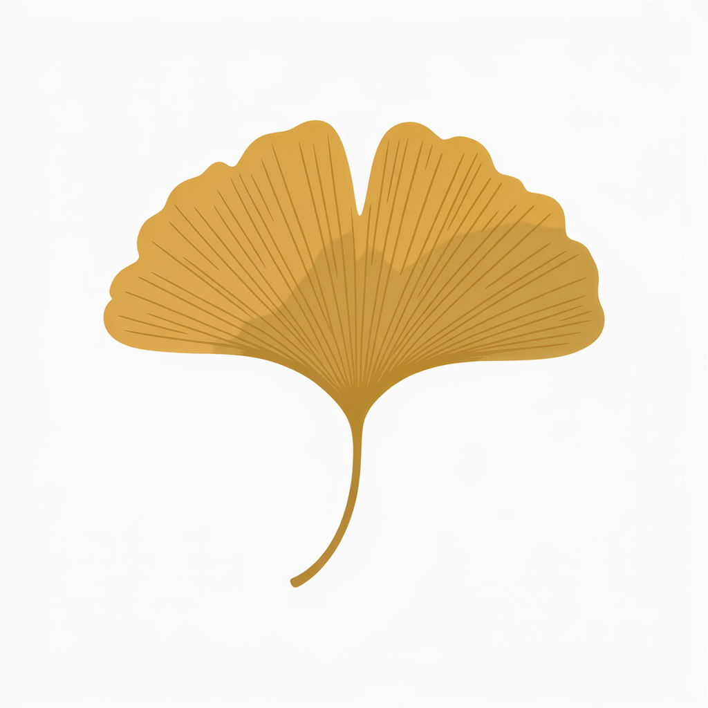 Flat vector illustration of a ginkgo leaf