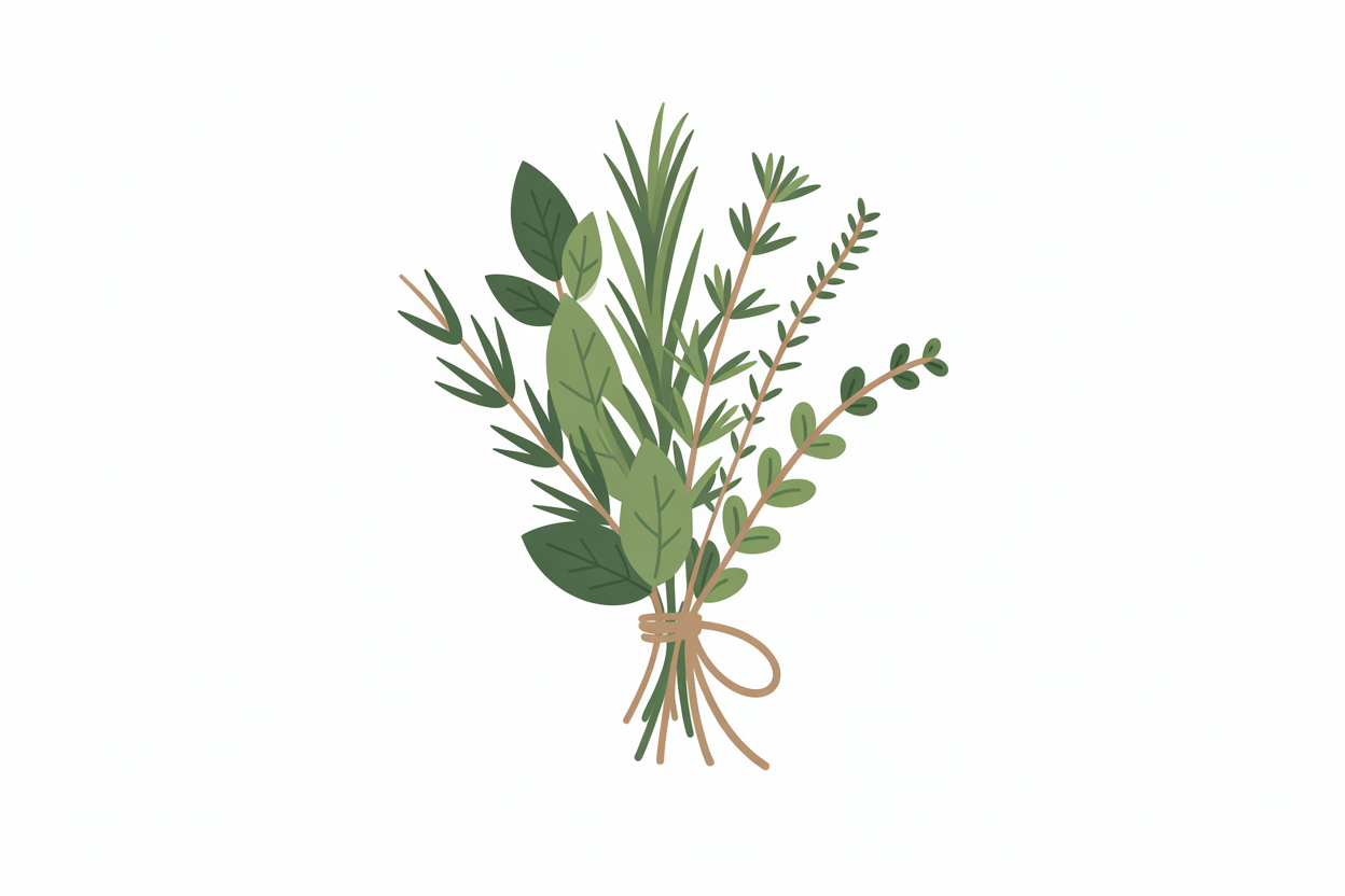 Flat vector illustration of a herb bundle
