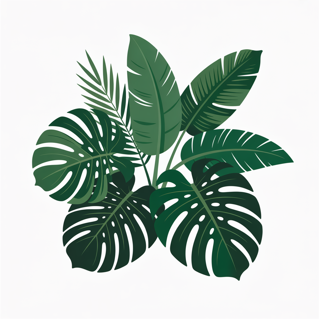 Flat vector illustration of a tropical leaf cluster