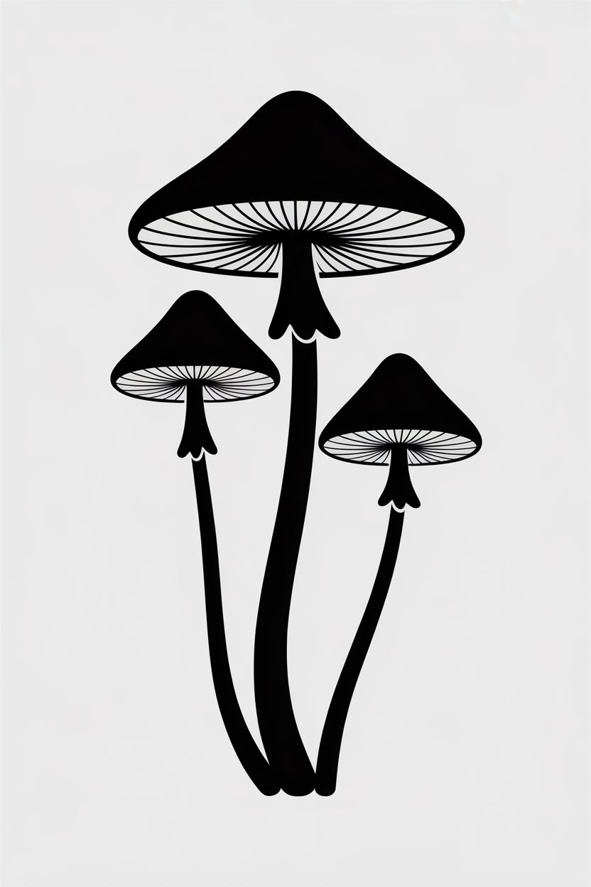 Flat vector illustration of ink cap mushrooms