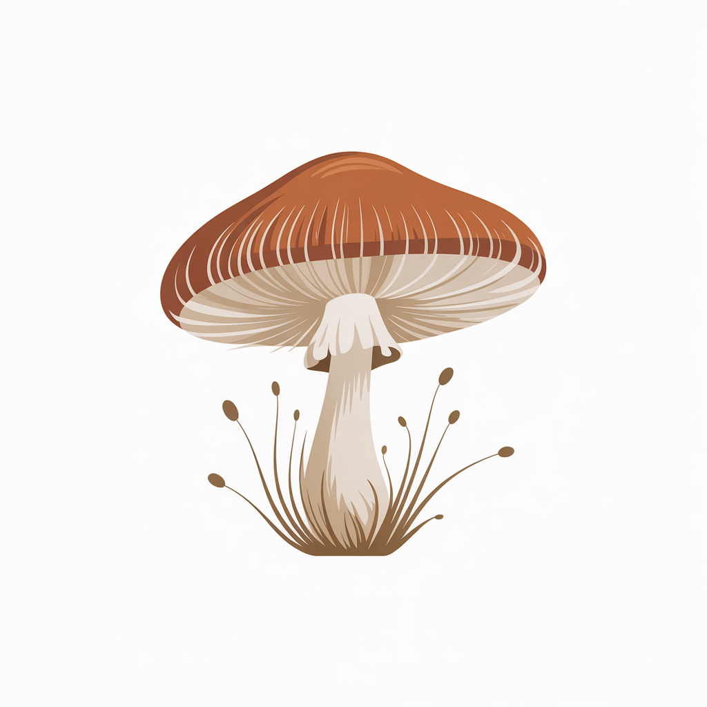 Flat vector illustration of a lion's mane mushroom