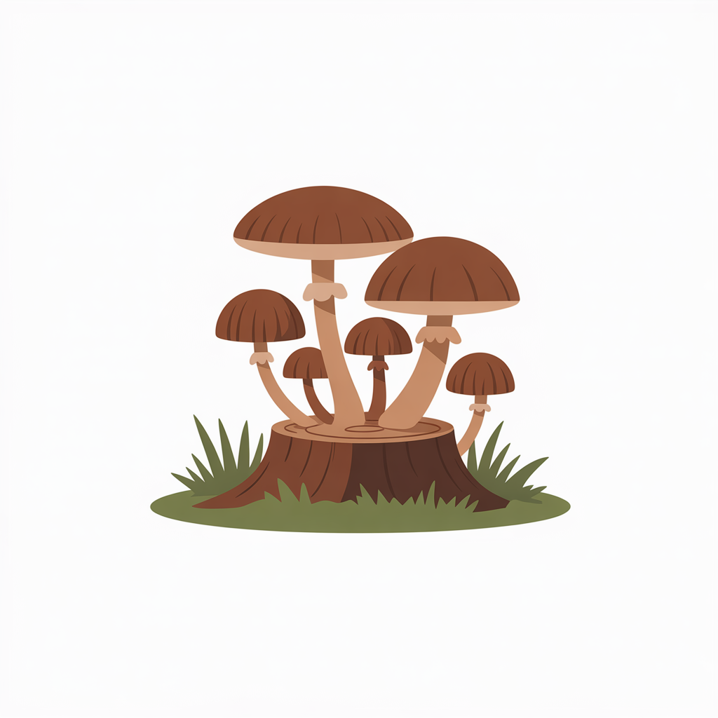 Flat vector illustration of a mushroom cluster