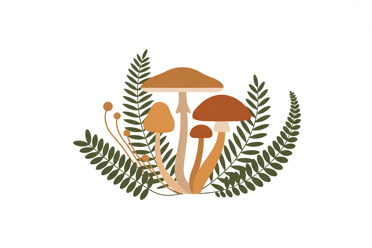 Flat vector illustration of a mushroom botanical pattern