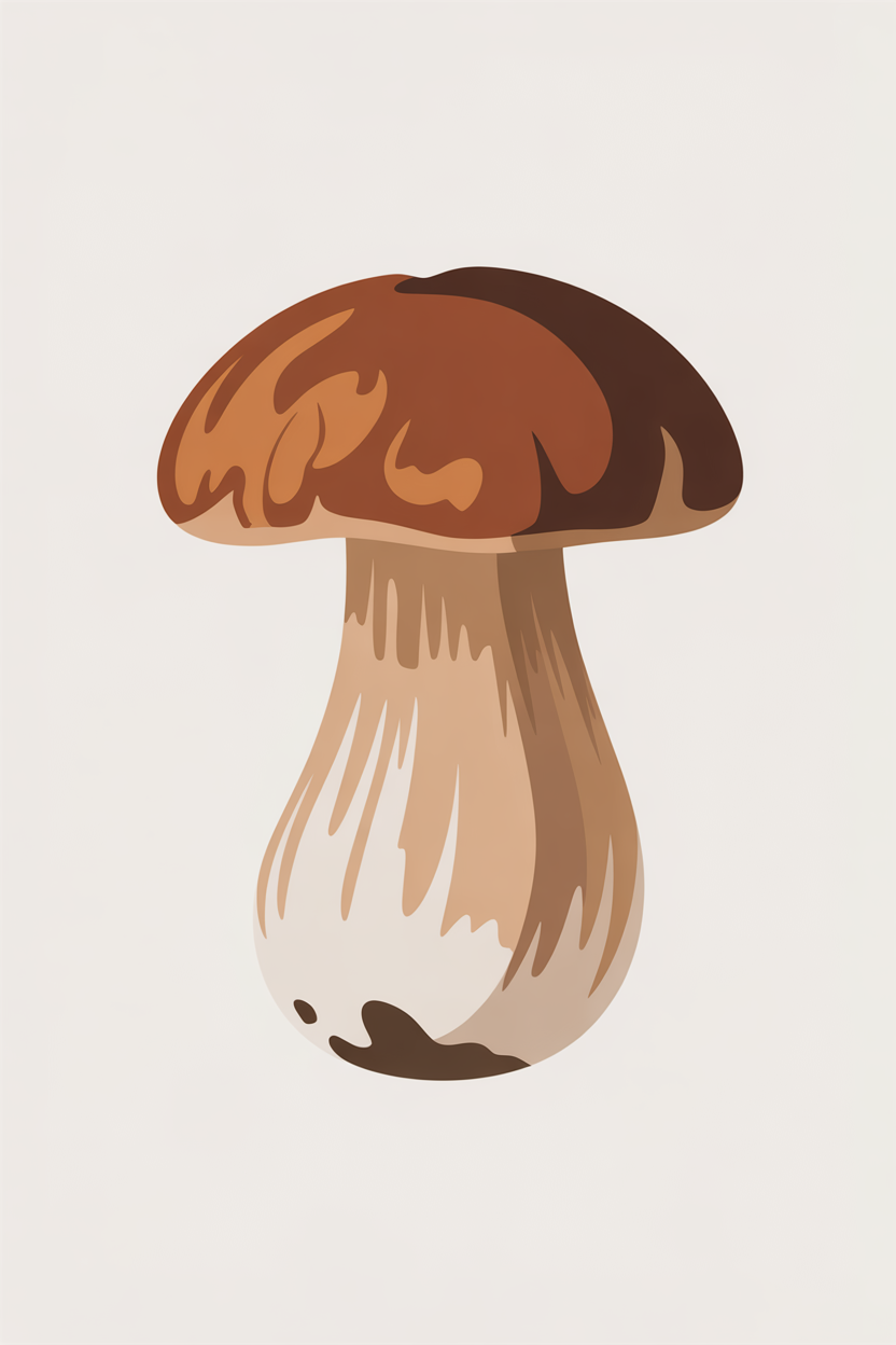Flat vector illustration of a porcini mushroom