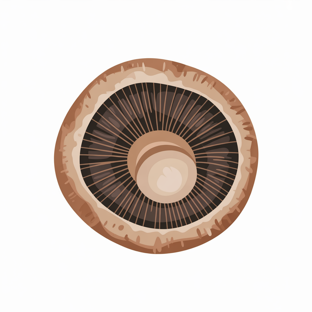 Flat vector illustration of a portobello mushroom