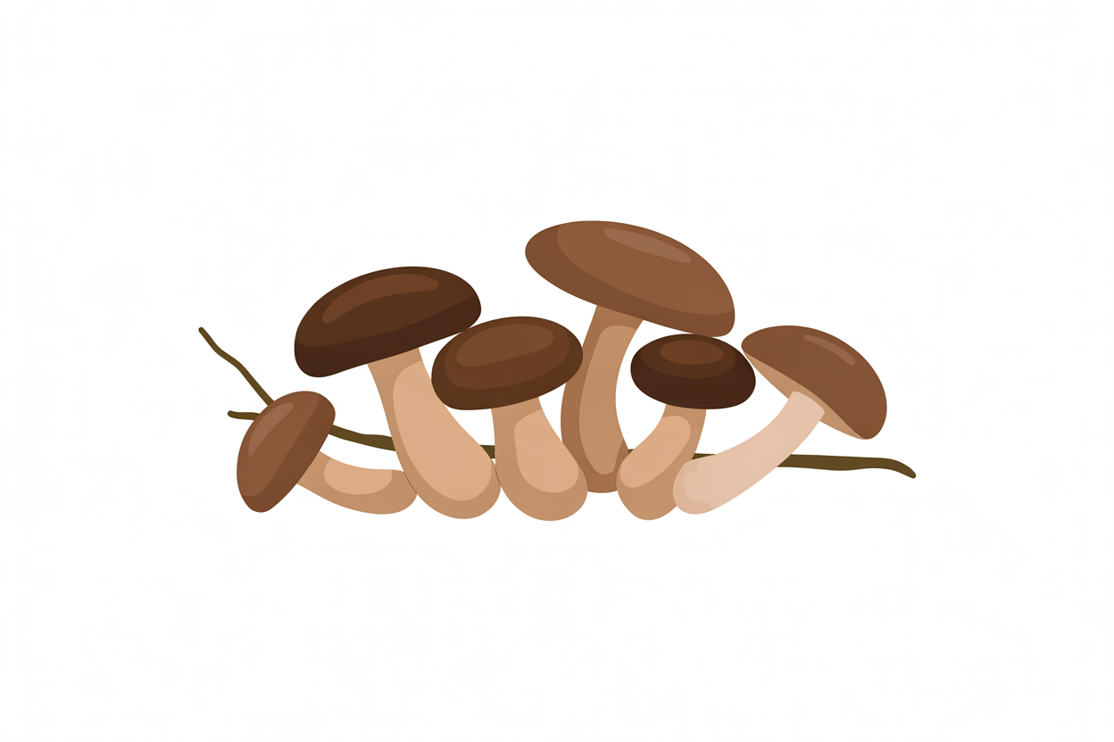 Flat vector illustration of shiitake mushrooms