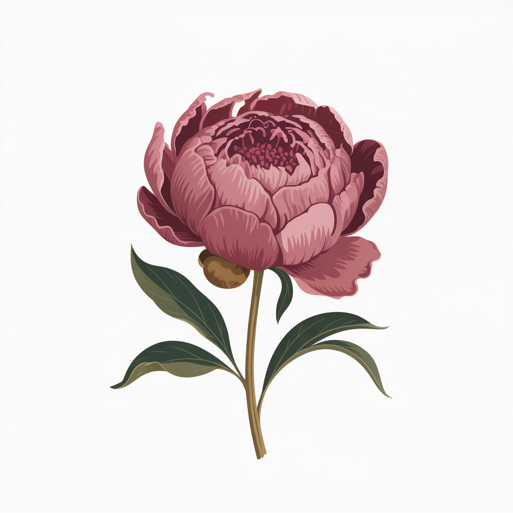 Flat vector illustration of a dried peony