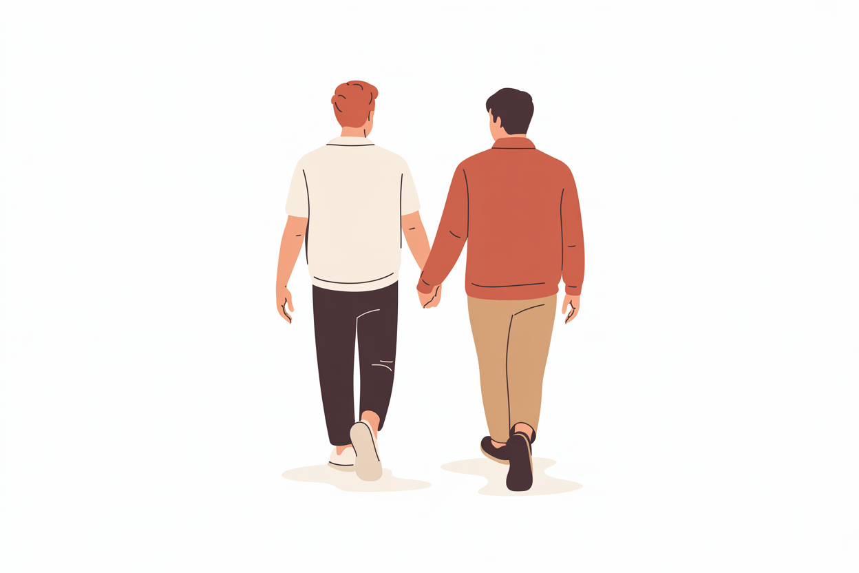 Flat vector illustration of a couple holding hands