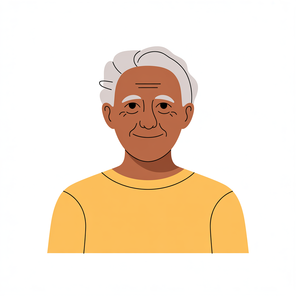 Flat vector illustration of an elderly person