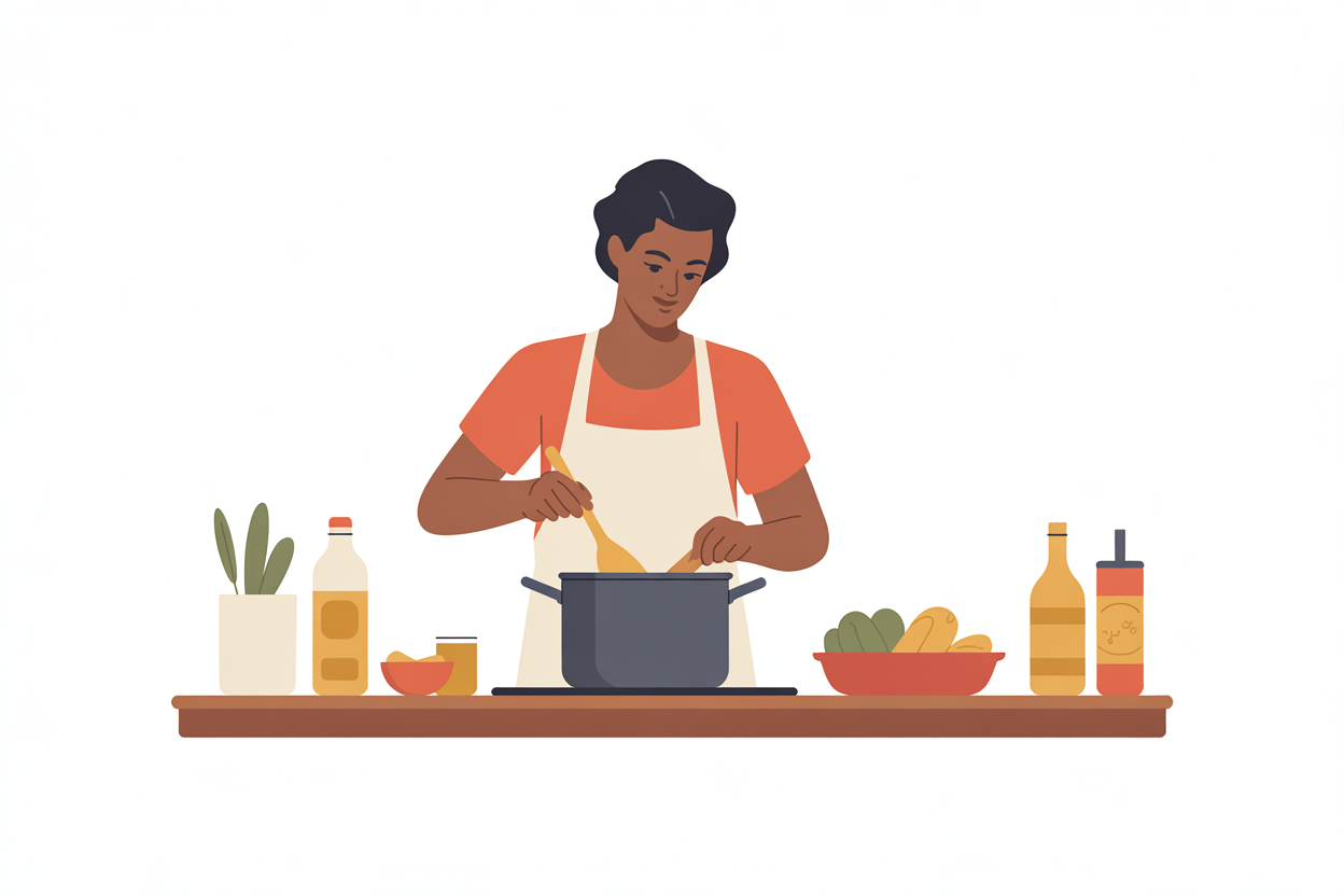 Flat vector illustration of a person cooking