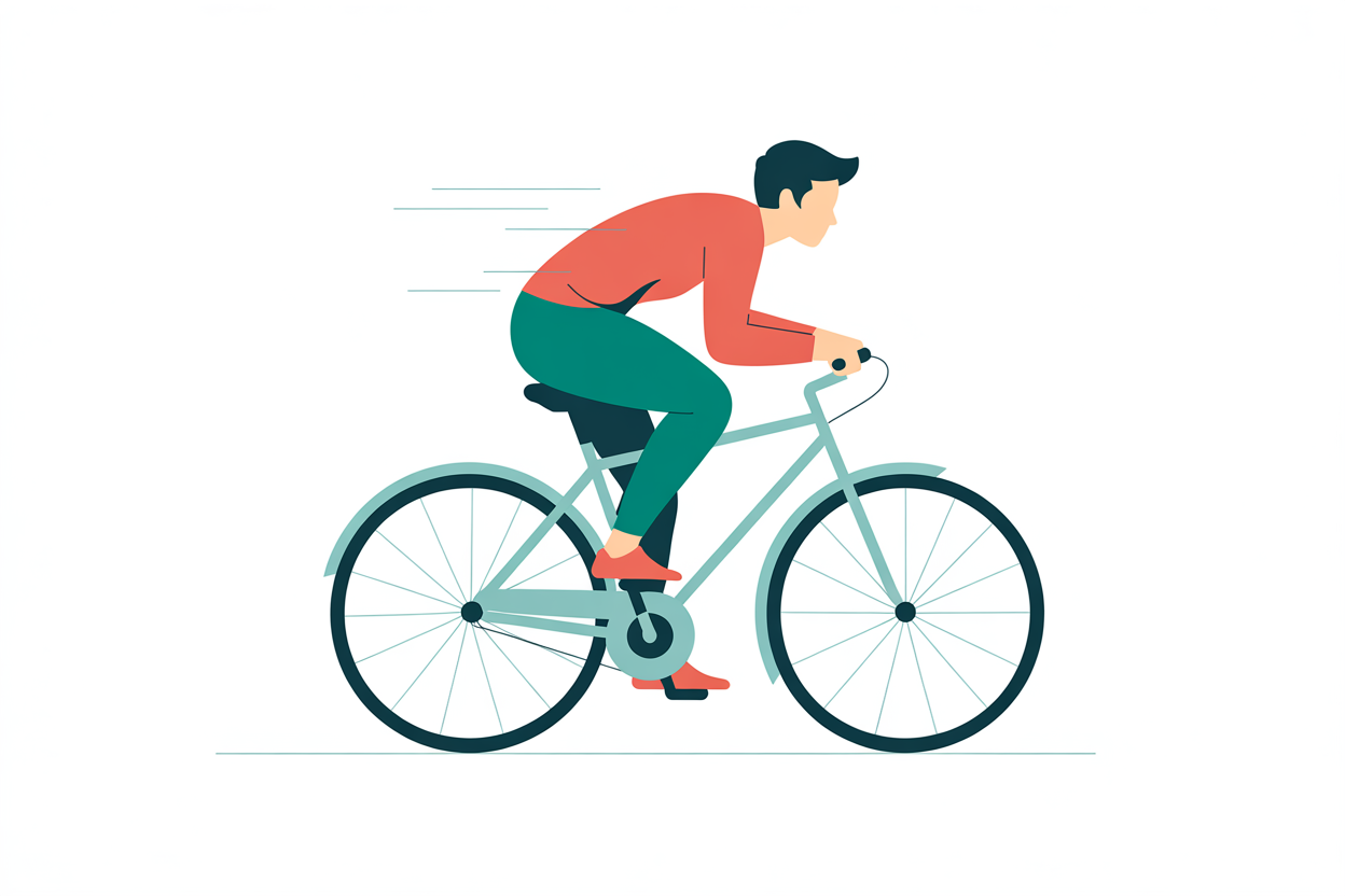 Flat vector illustration of a person cycling