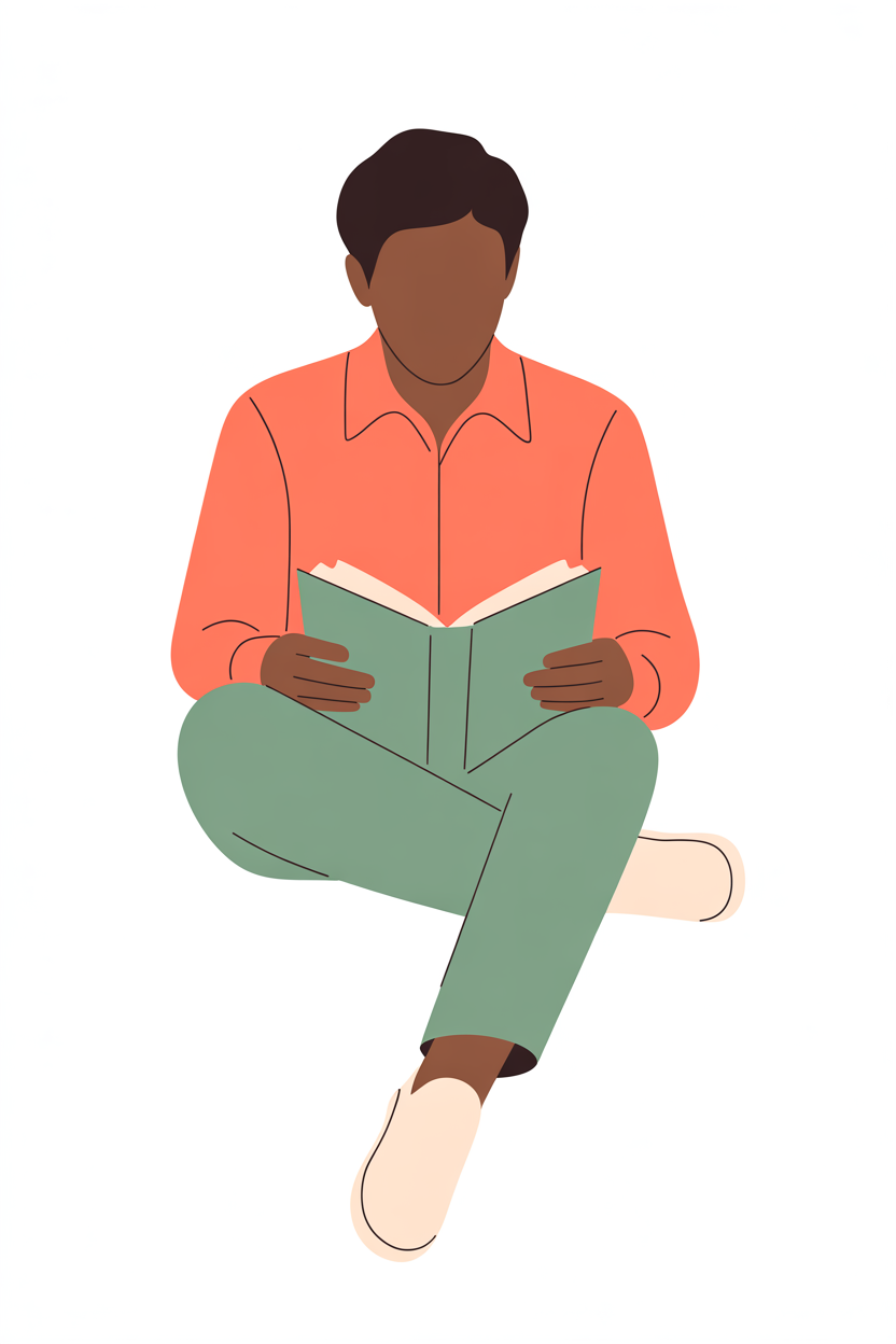 Flat vector illustration of a person reading
