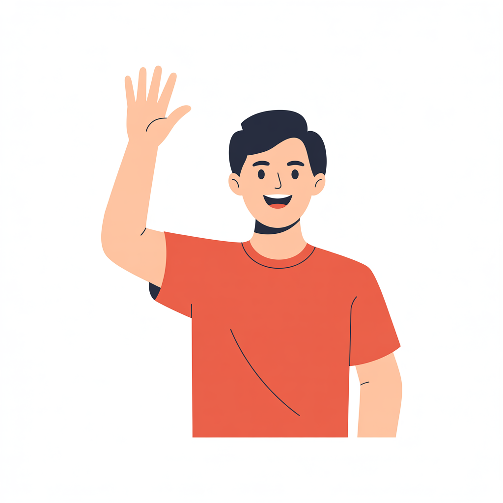 Flat vector illustration of a person waving