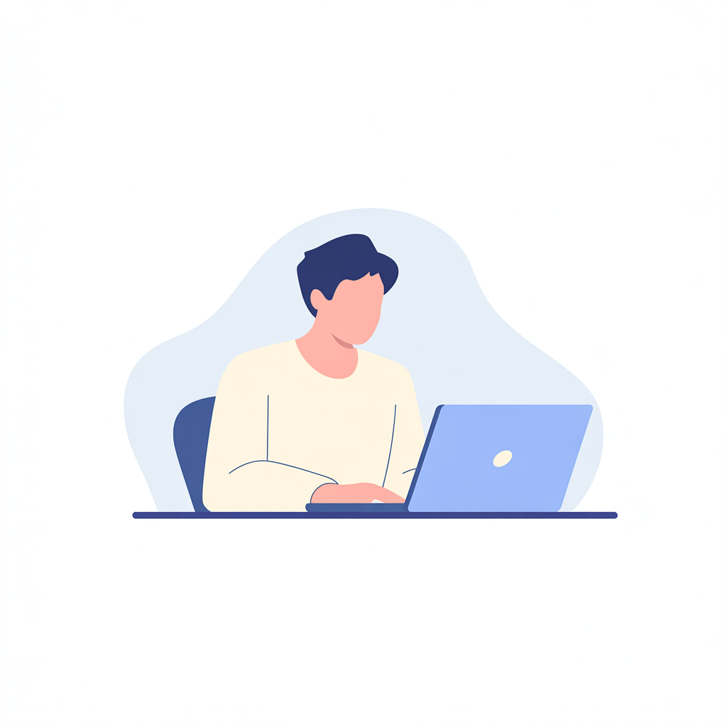 Flat vector illustration of a person working at a desk