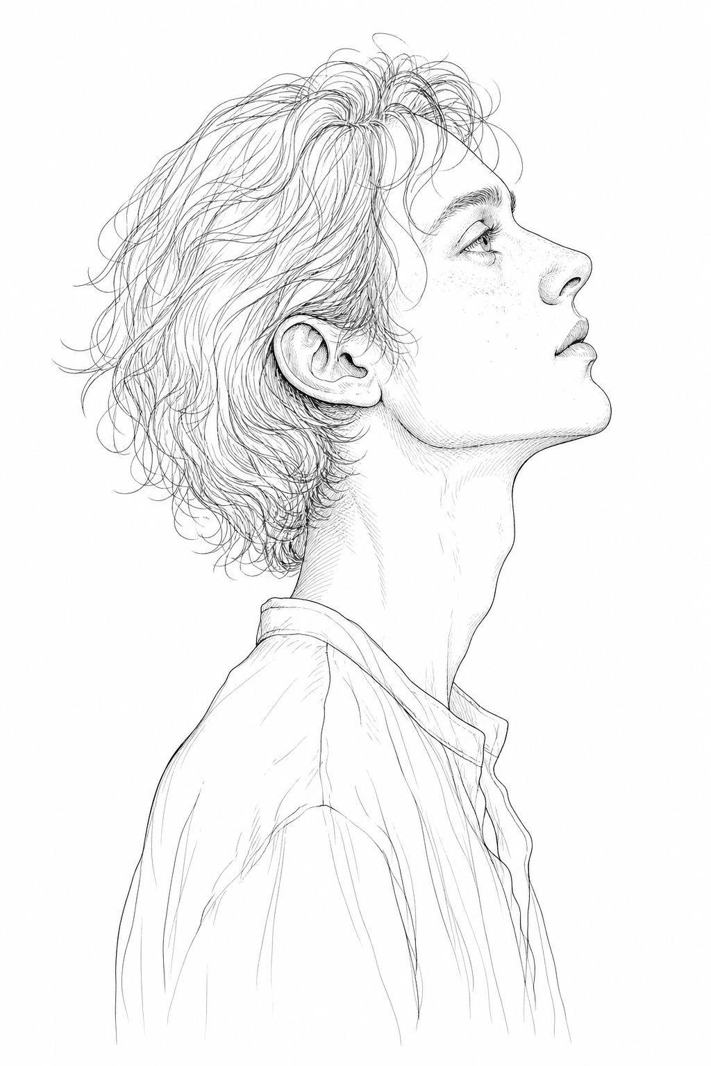 Line art illustration of a person profile