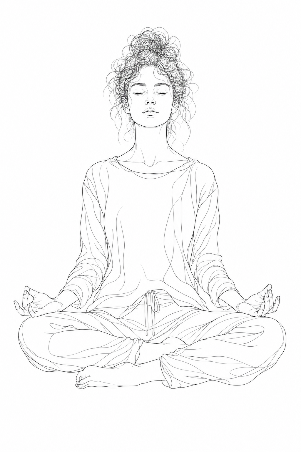 Line art illustration of a person sitting