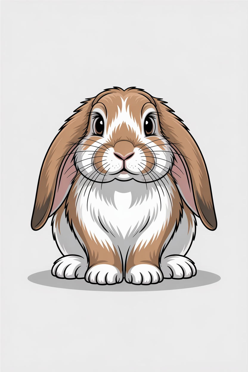 Flat vector illustration of a lop-eared rabbit