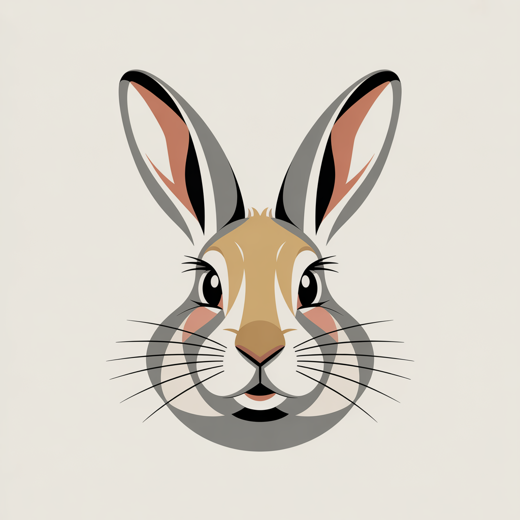 Flat vector geometric rabbit portrait