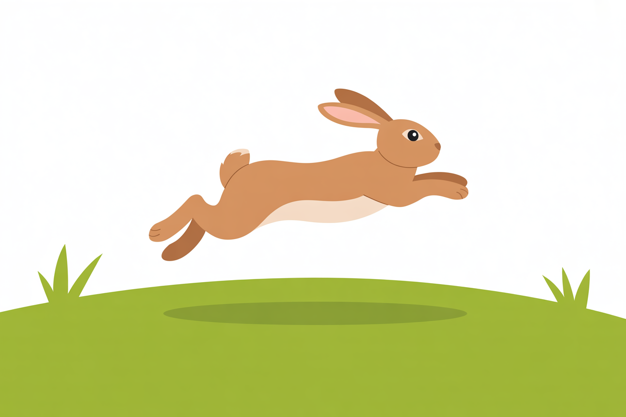 Flat vector illustration of a leaping rabbit