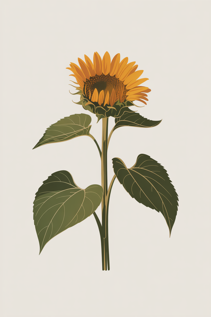 Flat vector illustration of a sunflower bud