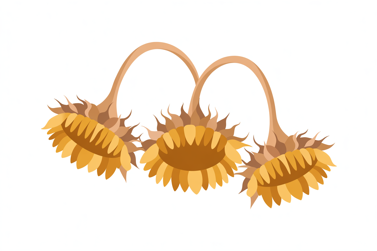 Flat vector illustration of dried sunflowers