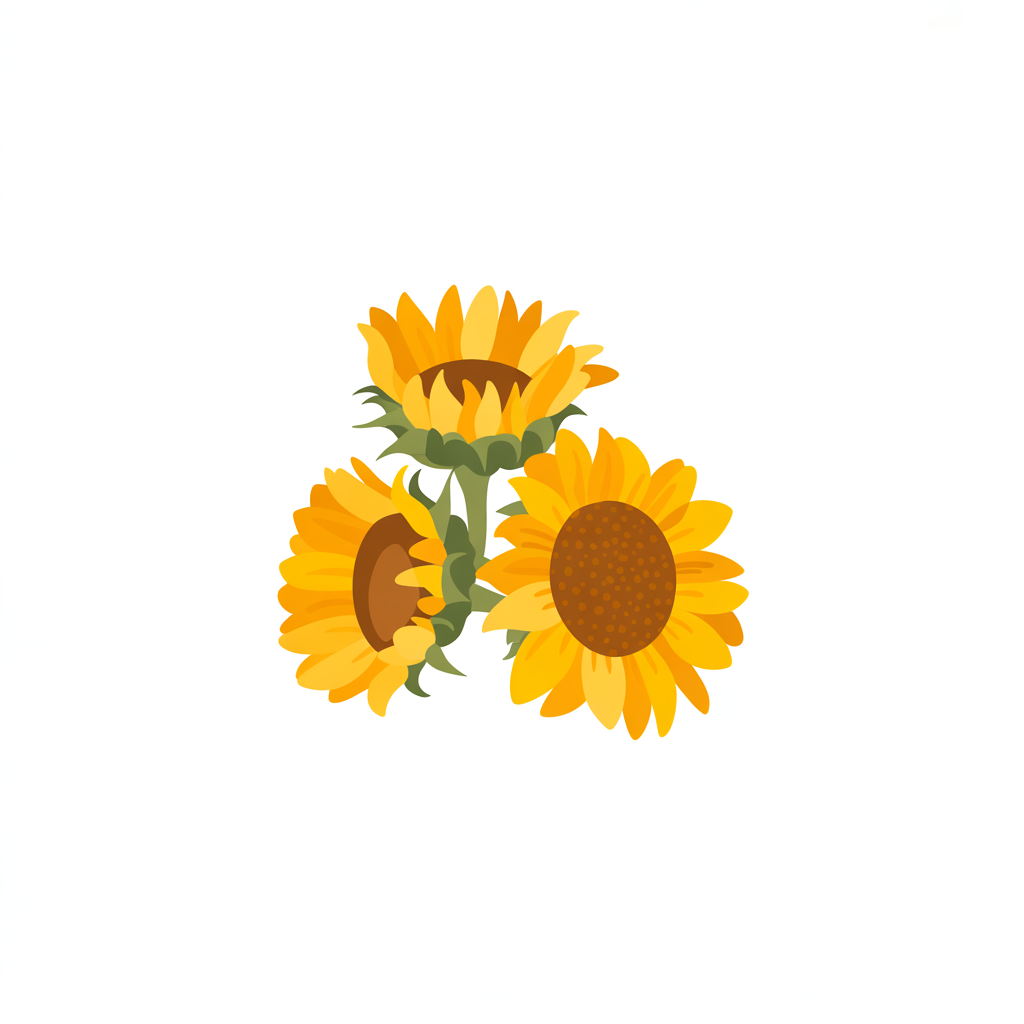 Flat vector illustration of a sunflower cluster