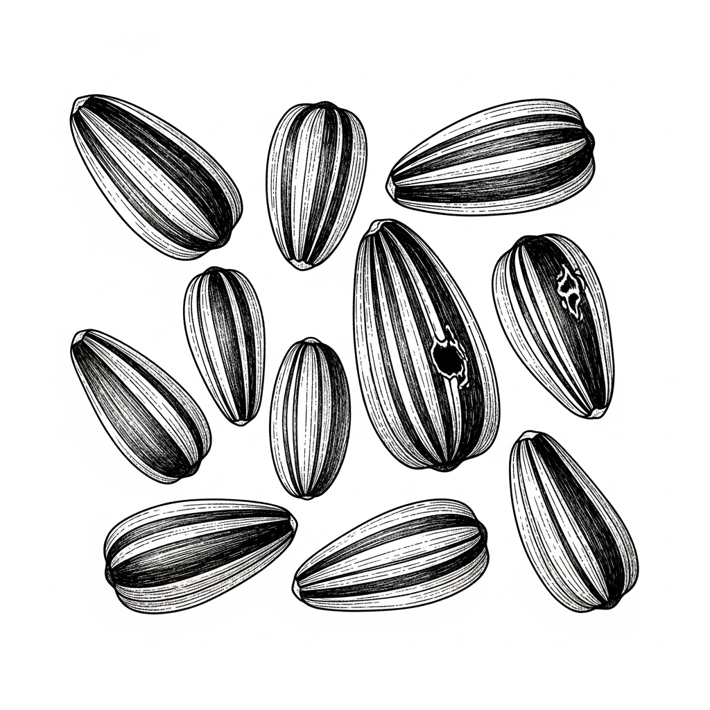 Line art illustration of sunflower seeds